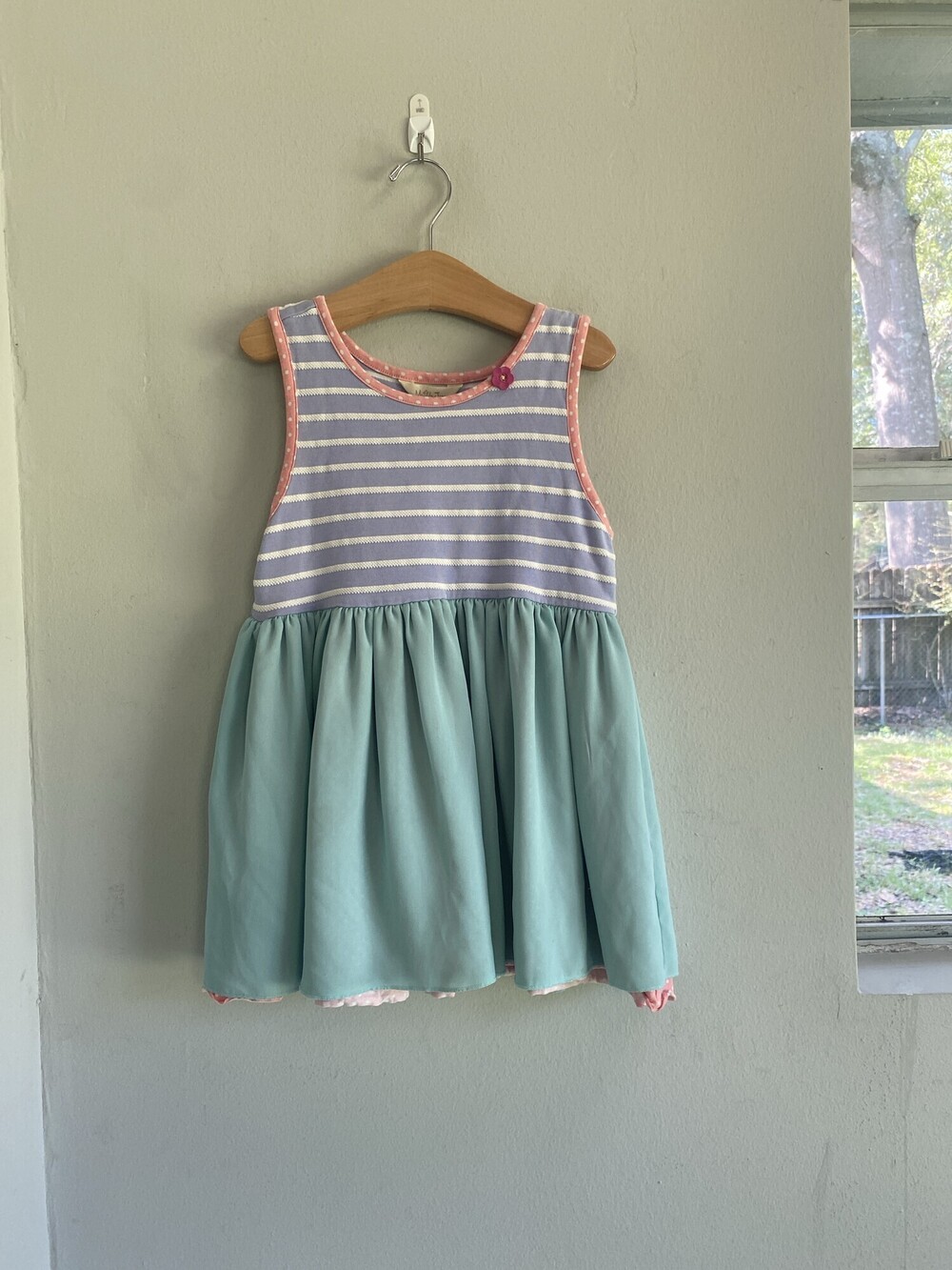 Matilda Jane Striped Peplum Tank Top Teal Lavender Girls Size 10